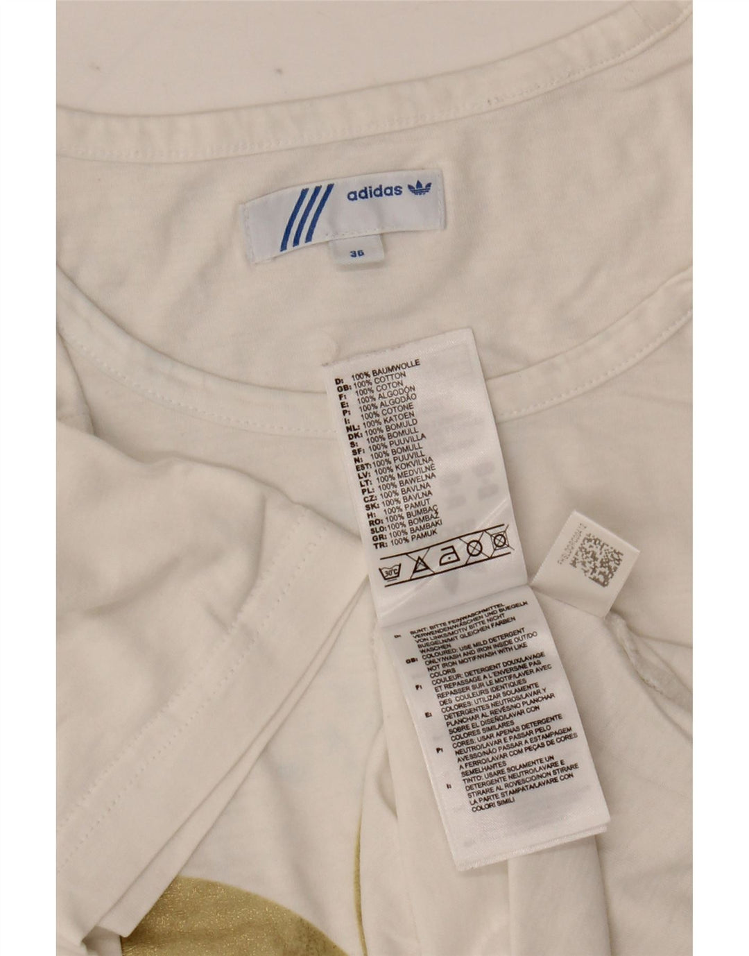 Tricou grafic Adidas pentru femei Top EU 36 Bumbac alb mic