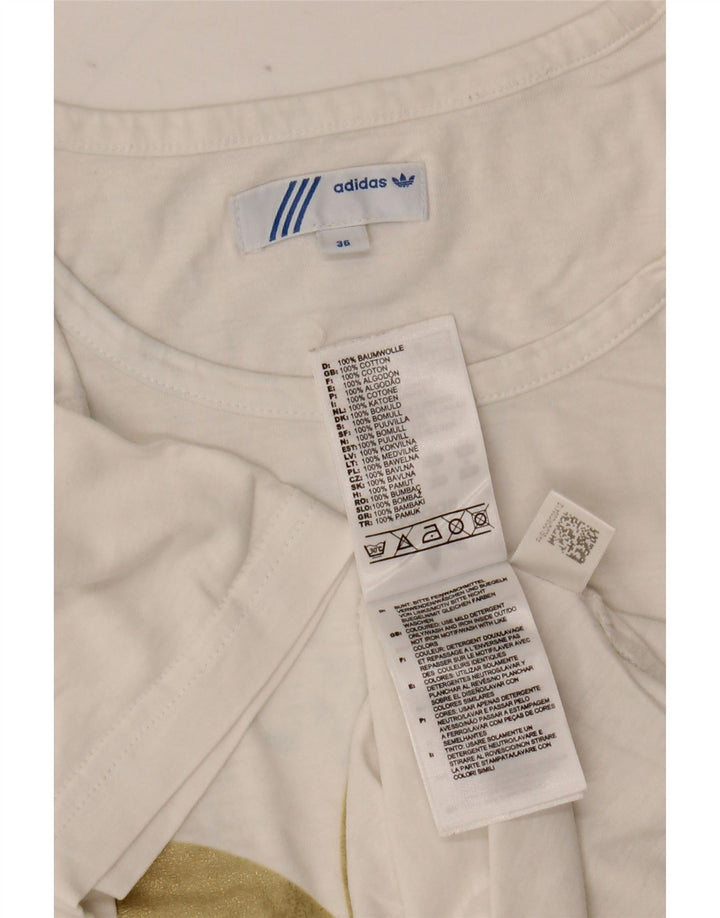 Tricou grafic Adidas pentru femei Top EU 36 Bumbac alb mic