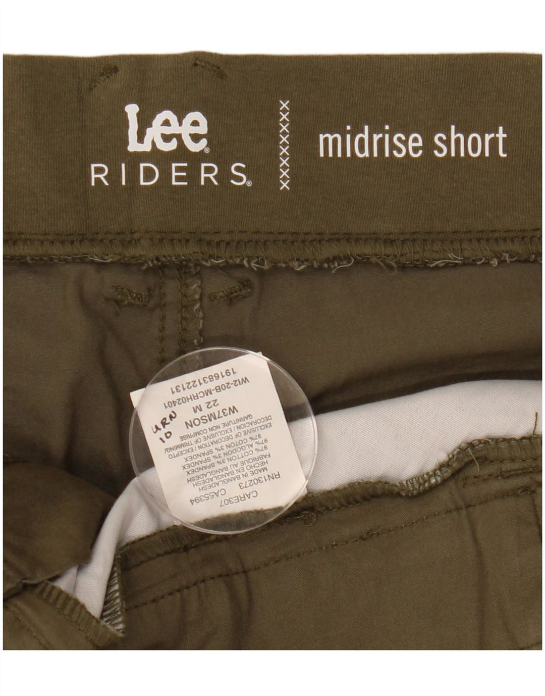 Pantaloni scurți chino LEE Riders pentru femei cu talie medie US 22 3XL W44 Kaki Bumbac