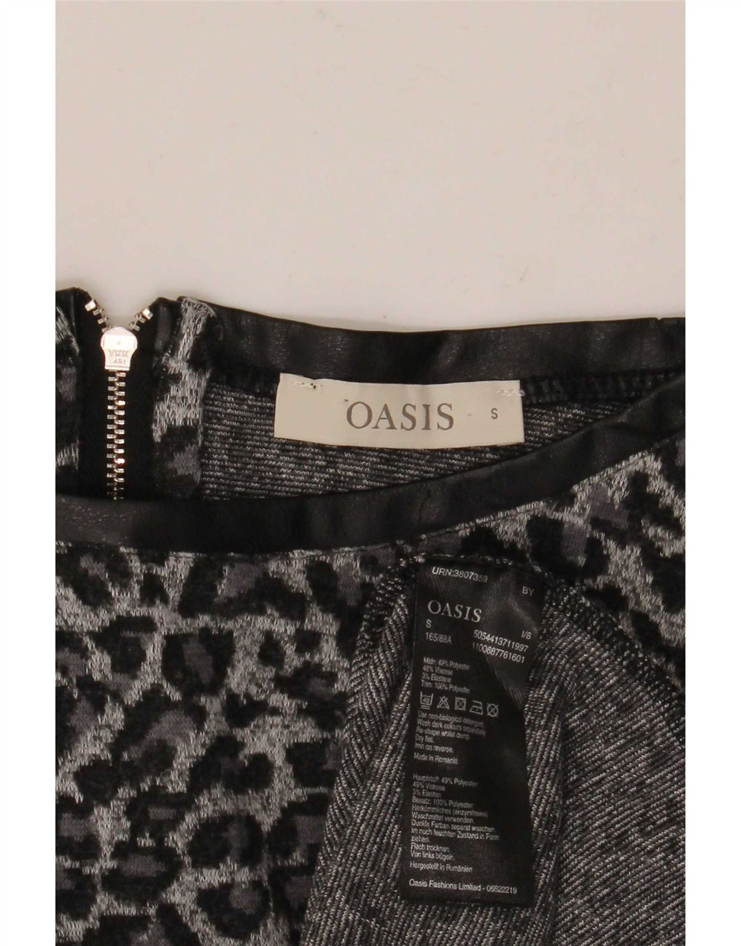 Top cu tunică Oasis pentru femei cu mâneci 3/4 UK 10, gri mic, poliester cu imprimeu animal