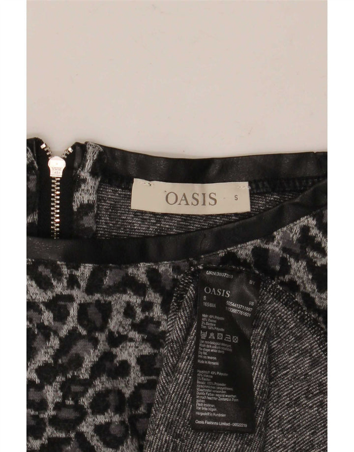 Top cu tunică Oasis pentru femei cu mâneci 3/4 UK 10, gri mic, poliester cu imprimeu animal