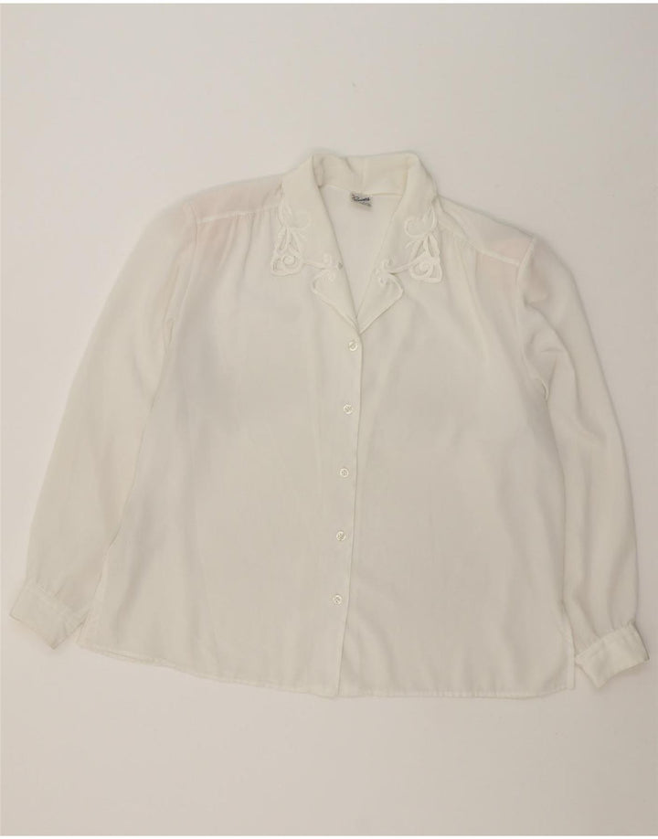 PRIMAVERA FIRENZE Womens Shirt Blouse IT 51 XL White Polyester Vintage Primavera Firenze and Second-Hand Primavera Firenze from Messina Hembry 
