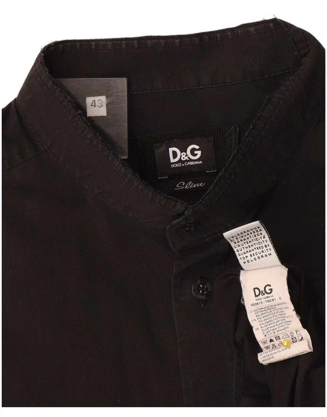 Cămașă subțire pentru bărbați Dolce & Gabbana Mărimea 43 Bumbac negru mare
