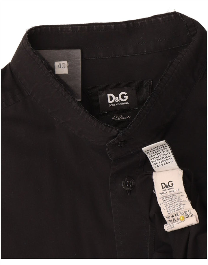 Cămașă subțire pentru bărbați Dolce & Gabbana Mărimea 43 Bumbac negru mare