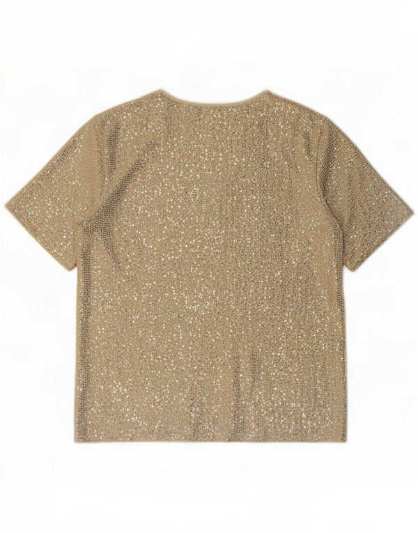 Gerard Womens Bluse Top UK 14 Large Gold Nylon
