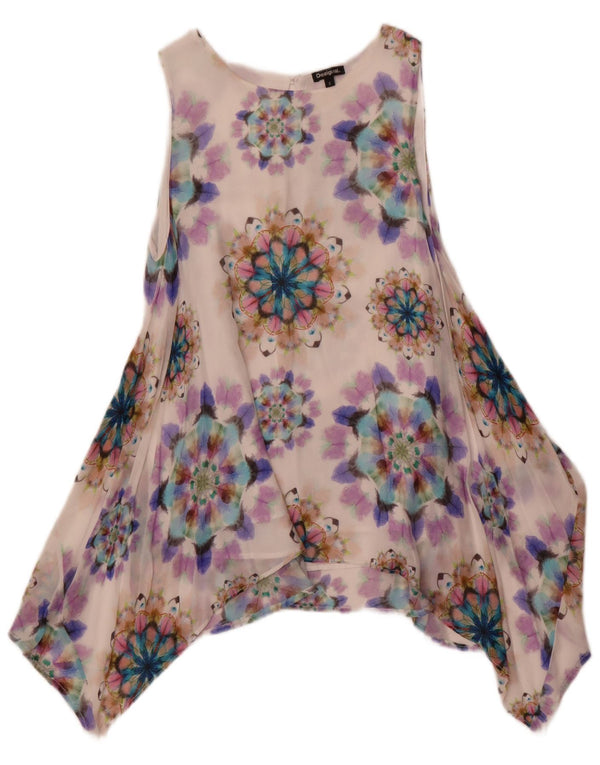 Top cu tunică asimetrică fără mâneci pentru femei Desigual UK 10 Small White Floral