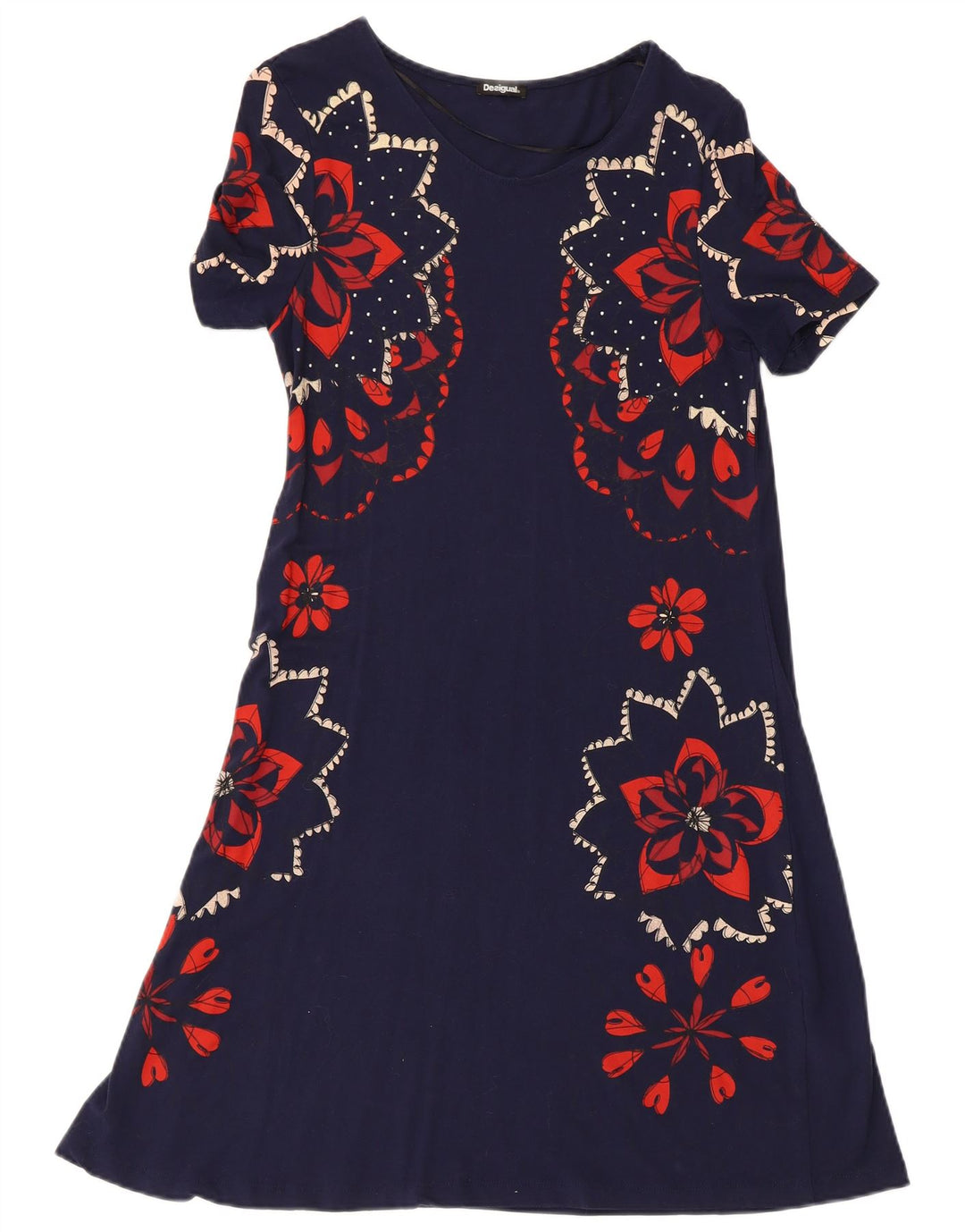DESIGUAL Rochie A-Line pentru femei UK 8 Mic Bleumarin Floral Viscoza
