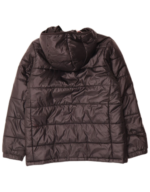 Jachetă căptușită cu glugă Adidas pentru băieți 11-12 ani, poliester negru