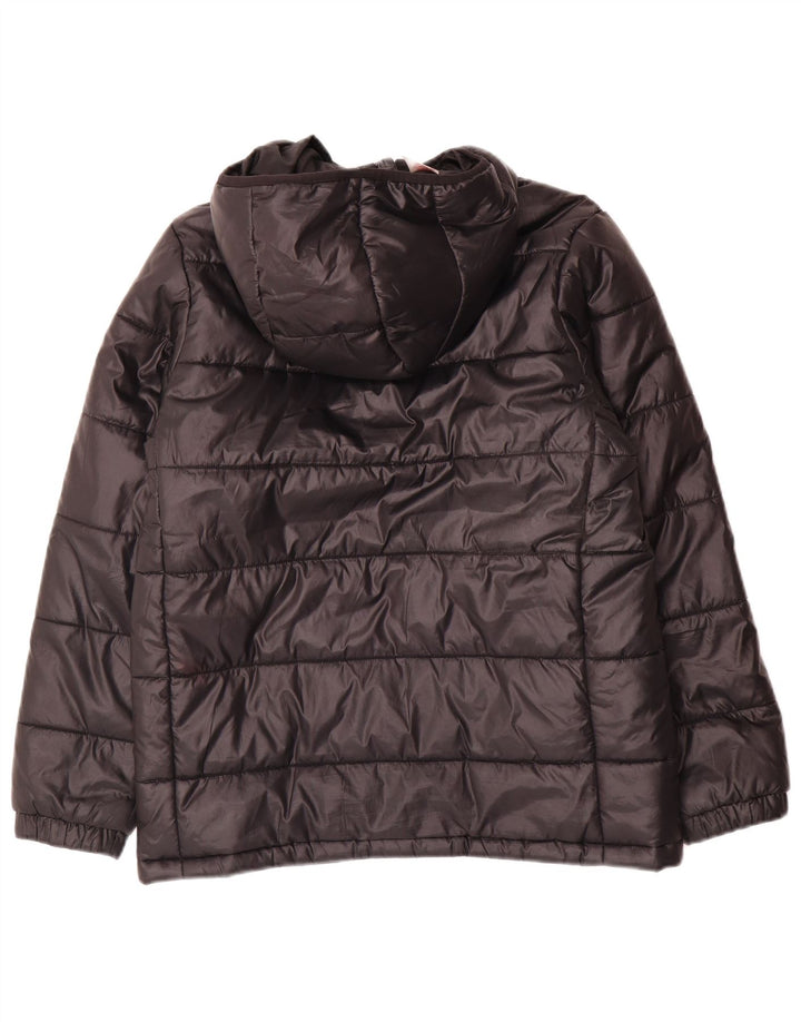 Jachetă căptușită cu glugă Adidas pentru băieți 11-12 ani, poliester negru