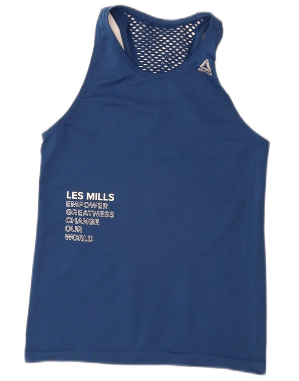 REEBOK Les Mills Graphic Vest Top pentru femei UK 8 Small Bleumarin
