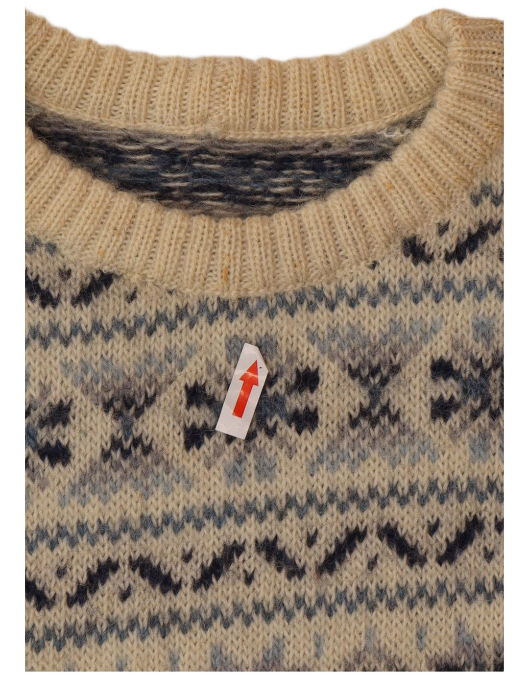 Pulover pentru bărbați Silvy cu gât roșu IT 48 Medium Beige Fair Isle