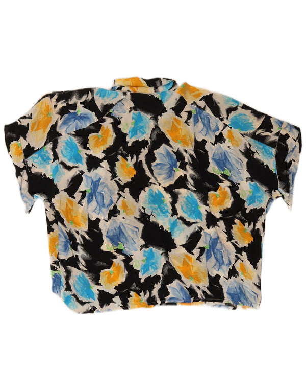 Bluză vintage cămașă cu mânecă scurtă pentru femei UK 18 XL, multicoloră, florală