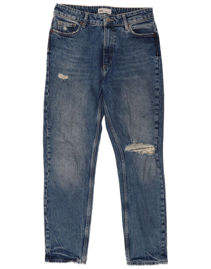 Blugi slim pentru femei Distressed Zara EU 40 Medium W30 L27 Albastru