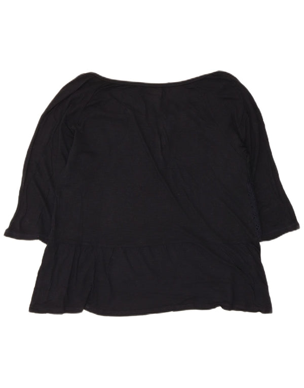 Bluză Hollister pentru femei Crop cu mâneci 3/4 UK 14 Mare bleumarin
