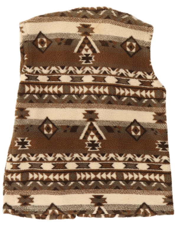 Gilet din lână Vintage pentru femei UK 20 2XL Maro Geometric Aztec
