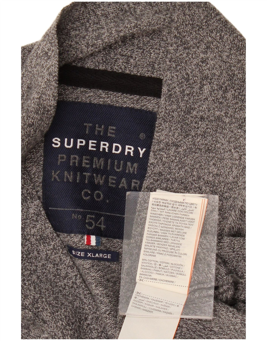 Pulover cardigan pentru bărbați SUPERDRY XL, bumbac cu pete gri