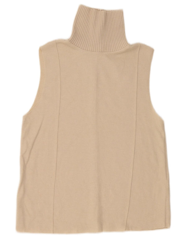 Zara Femei Vest Tank Top UK 14 Medium Bej Poliester