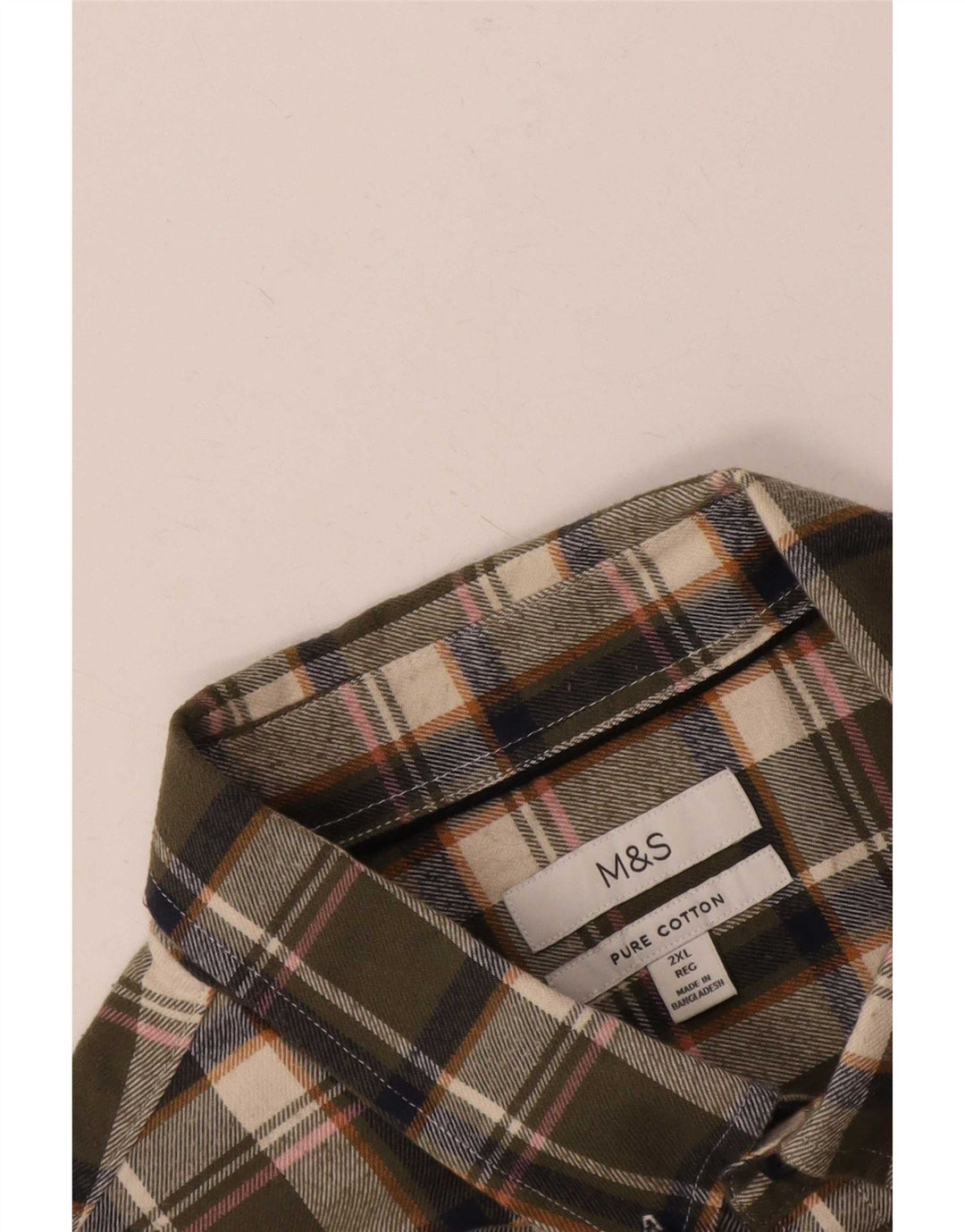 Cămașă de flanel pentru bărbați Marks & Spencer, bumbac verde check 2XL