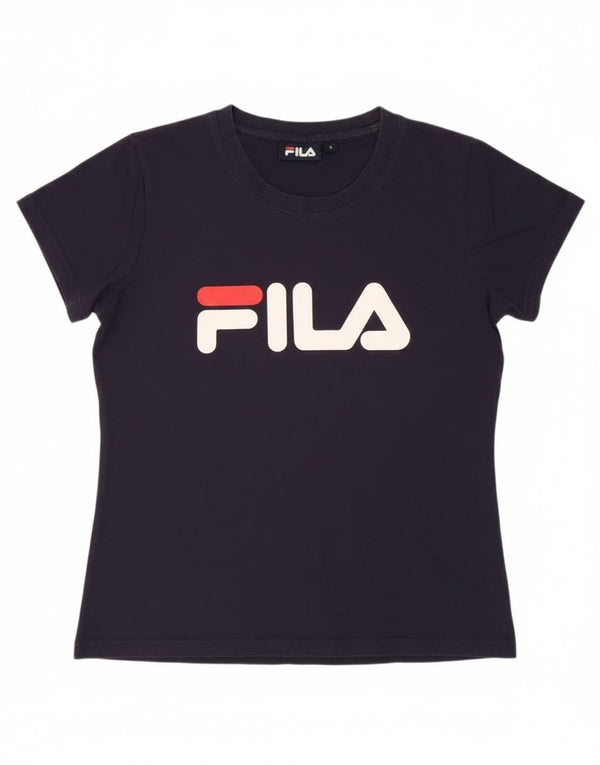 Tricou cu grafic Fila pentru femei Top UK 10 Small Navy Blue Bumbac
