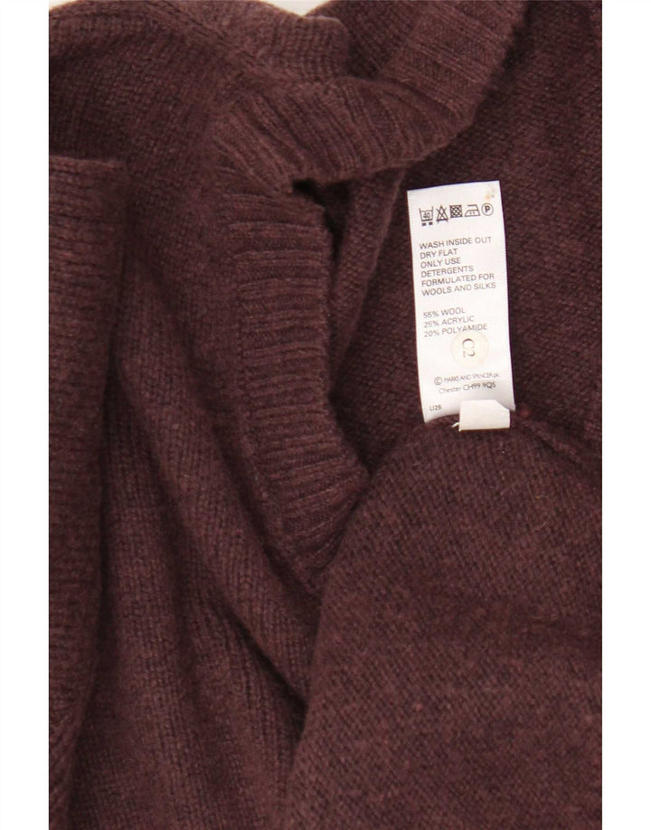 Pulover pentru bărbați Marks & Spencer, cu decolteu în V, XL, Lână Bordeaux
