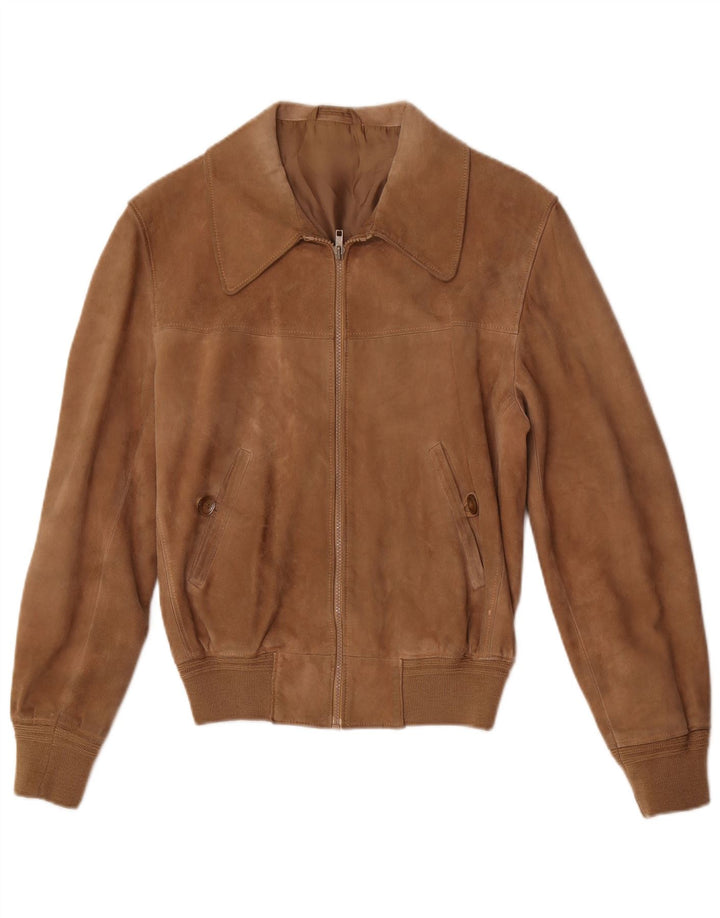 Bomber vintage pentru bărbați din piele intoarsa UK 36, maro, piele retro
