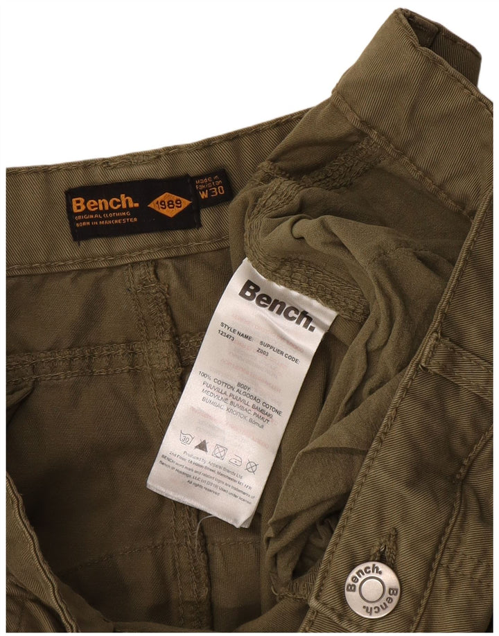 Pantaloni scurți cargo pentru bărbați Bench W30, bumbac verde mediu