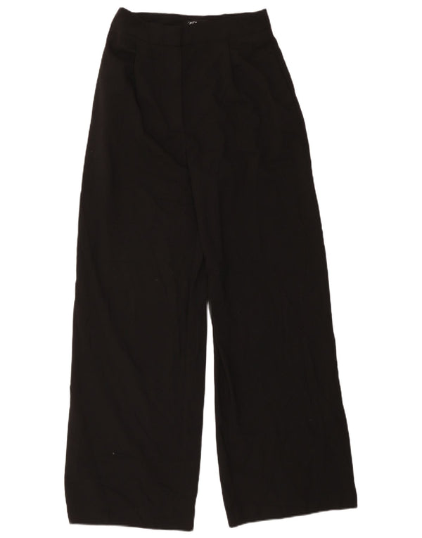 Pantaloni casual pentru femei cu talie înaltă Zara Mici L26 L30 Poliester negru
