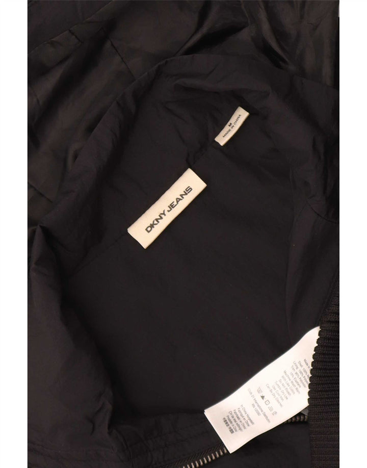 Dkny jachetă bomber cu glugă pentru femei UK 14, nailon mediu negru