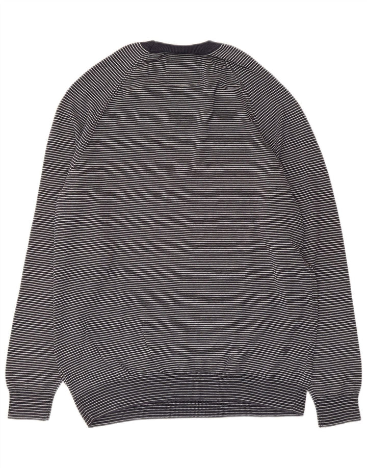 Pulover Superdry pentru bărbați, cu gât crew, bumbac cu dungi mari, albastru