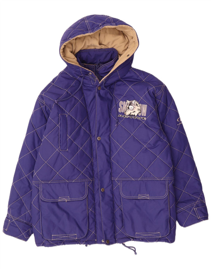 Jachetă matlasată cu glugă vintage pentru bărbați UK 42 XL Poliester violet