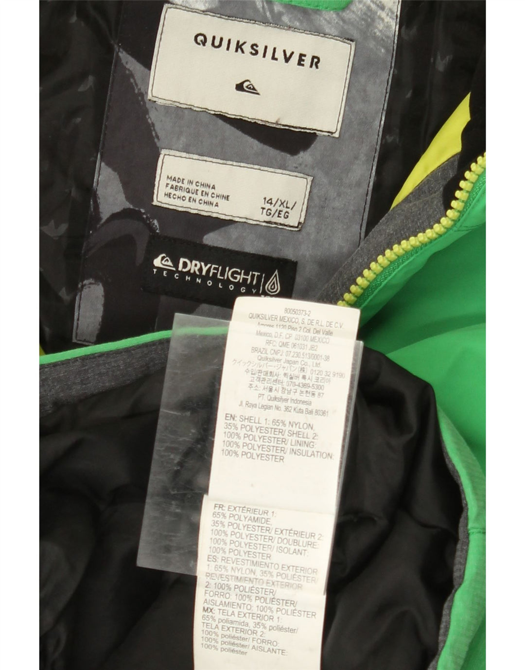 QUIKSILVER jachetă de vânt cu glugă pentru băieți 13-14 ani XL nailon verde