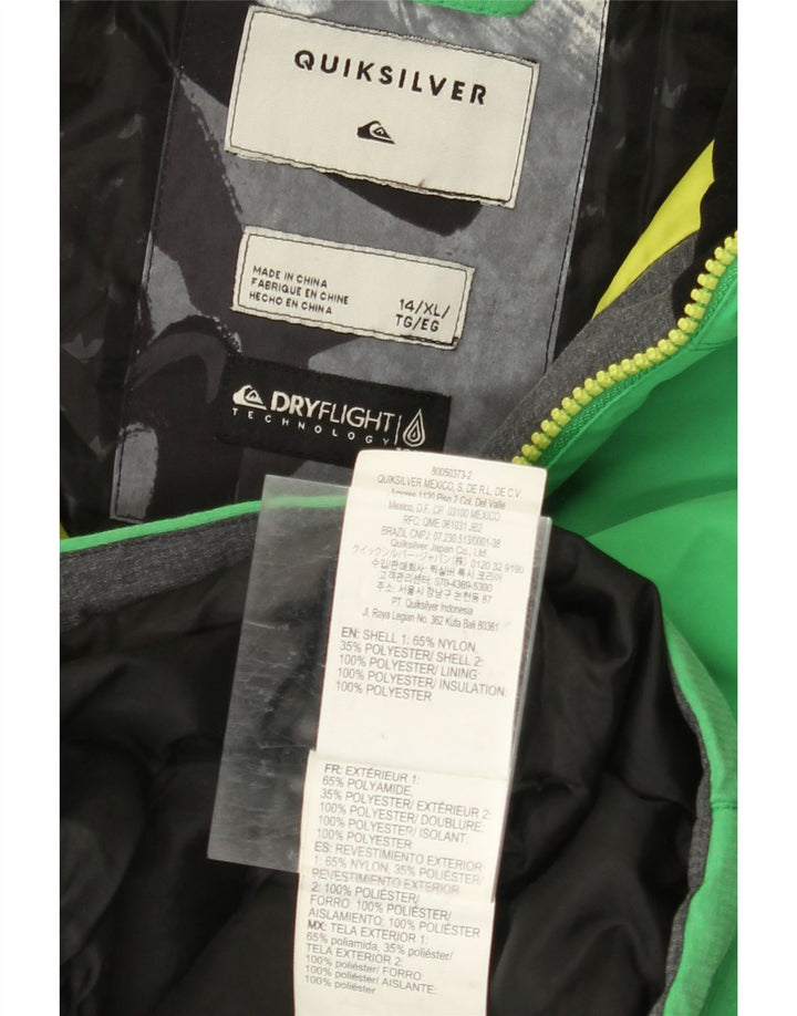 QUIKSILVER jachetă de vânt cu glugă pentru băieți 13-14 ani XL nailon verde