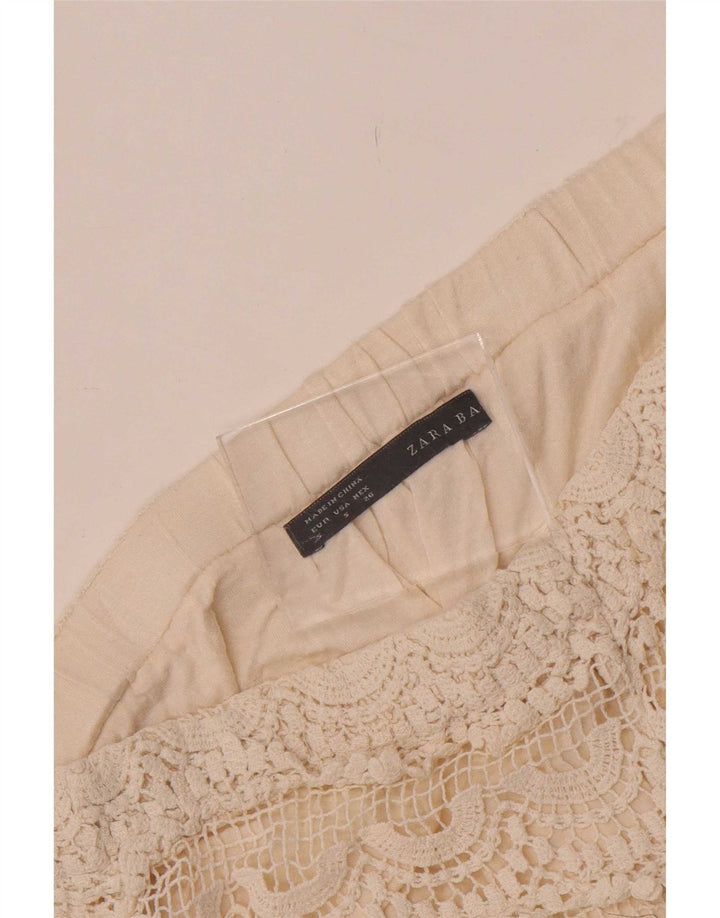 Pantaloni fierbinți din croșetat Zara, pentru femei, mici W26 alb