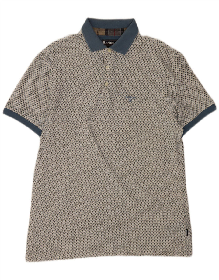 Tricou polo Barbour pentru bărbați, mare, albastru, geometric din bumbac