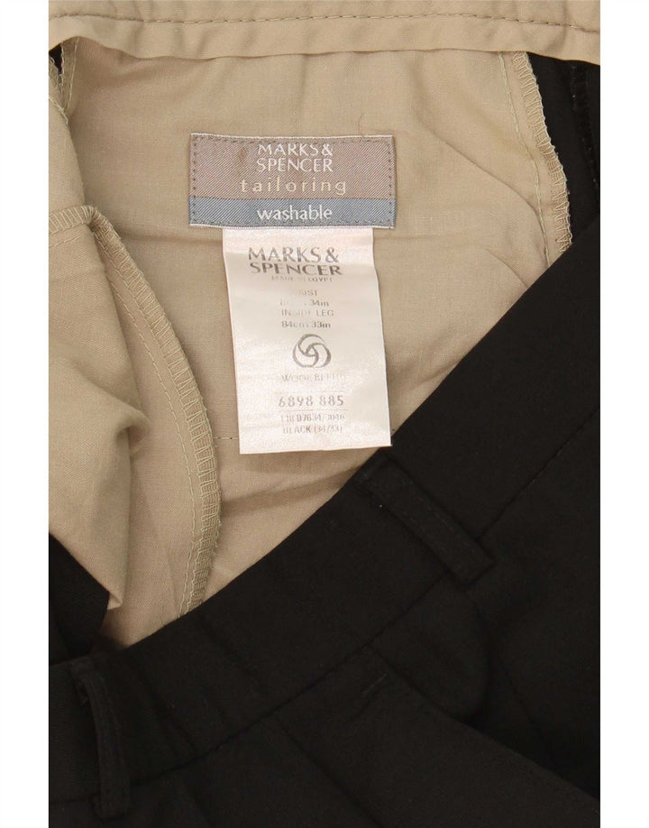 Marks & Spencer Pantaloni de costum pentru bărbați L34 L33 Poliester negru