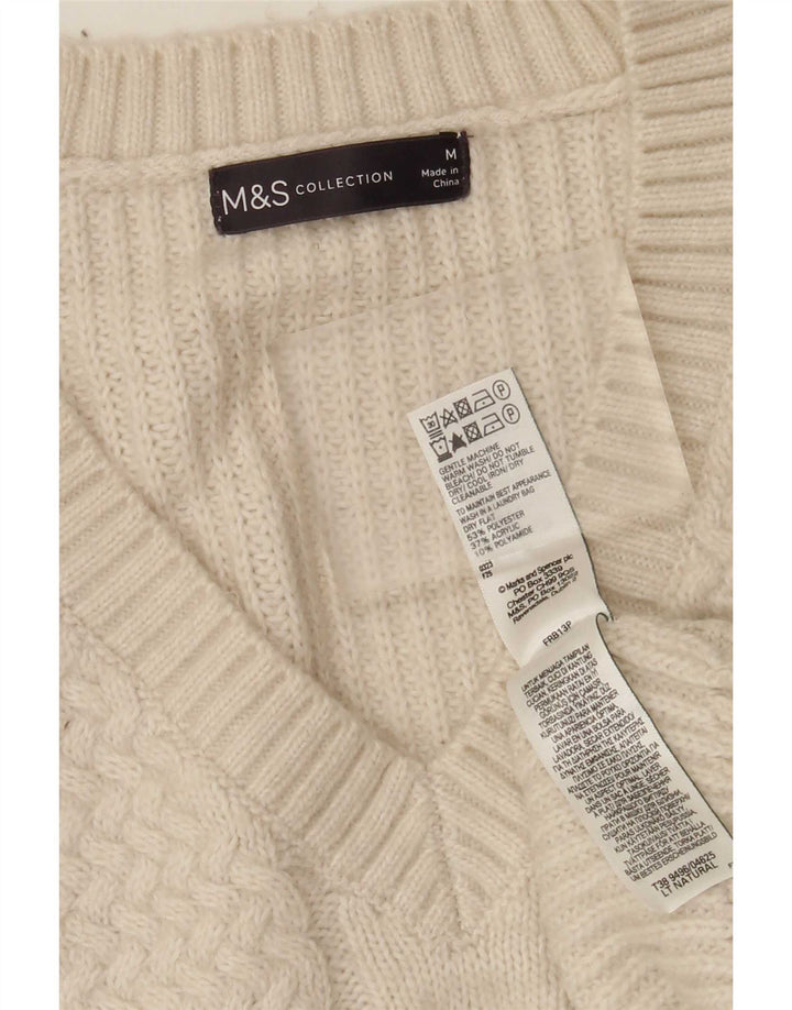 Pulover cu decolteu în V pentru femei Marks & Spencer UK 14 Medium Off White
