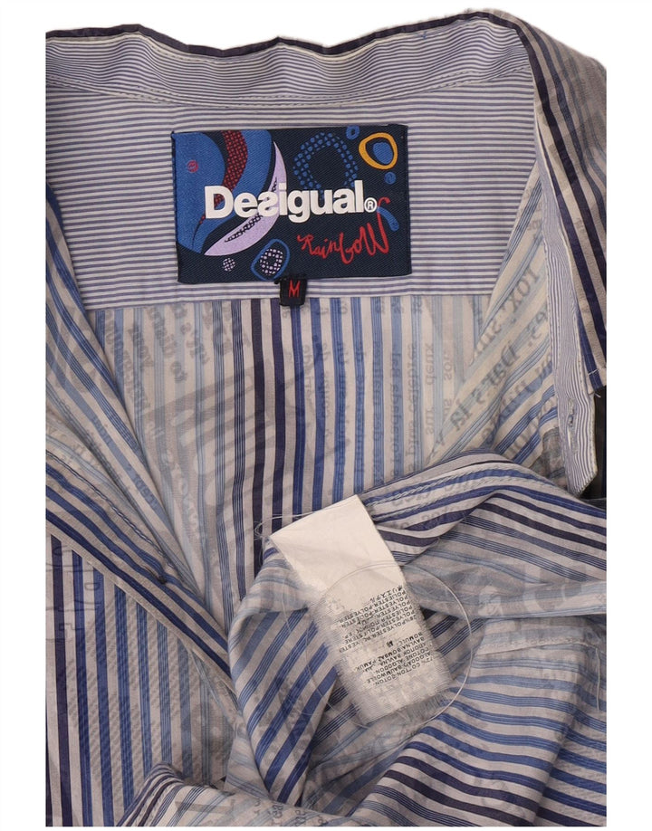 Cămașă grafică Desigual pentru bărbați, bumbac cu dungi albastre medii