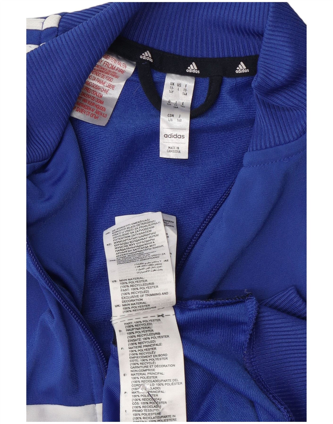 Jachetă de trening pentru băieți Adidas 13-14 ani, albastru, poliester