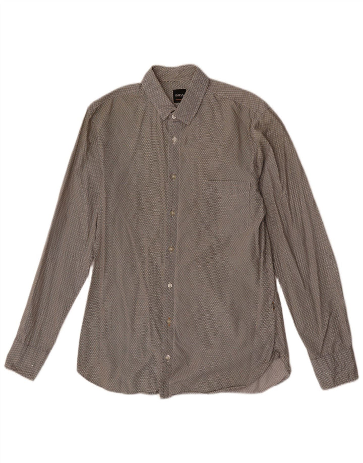 Cămașă pentru bărbați Hugo Boss Slim Fit, bumbac cu pete gri mici