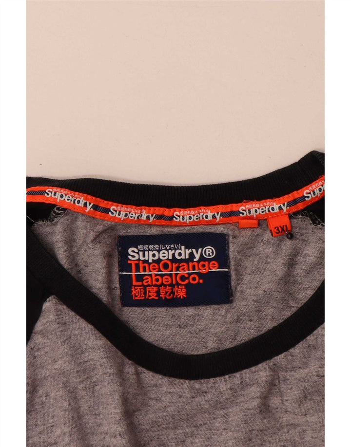 Top pentru bărbați Superdry cu mânecă lungă 3XL, gri, bumbac color bloc