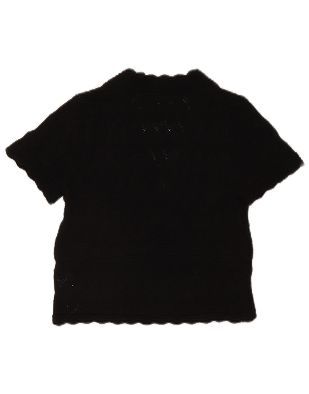 ZARA Womens Crop Knit Blouse Top UK 8 Small Black Viscose