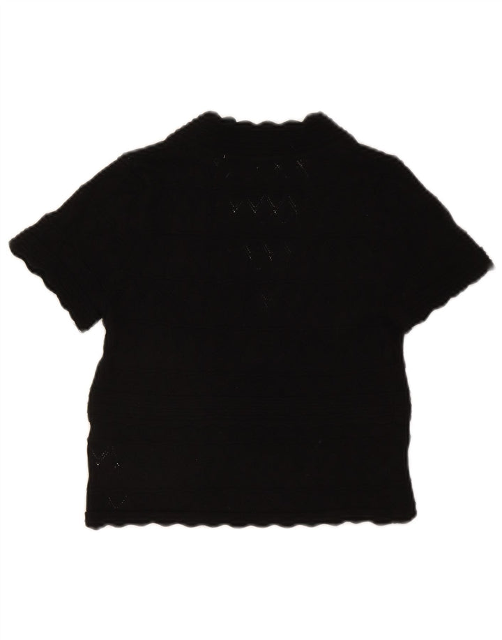 ZARA Womens Crop Knit Blouse Top UK 8 Small Black Viscose