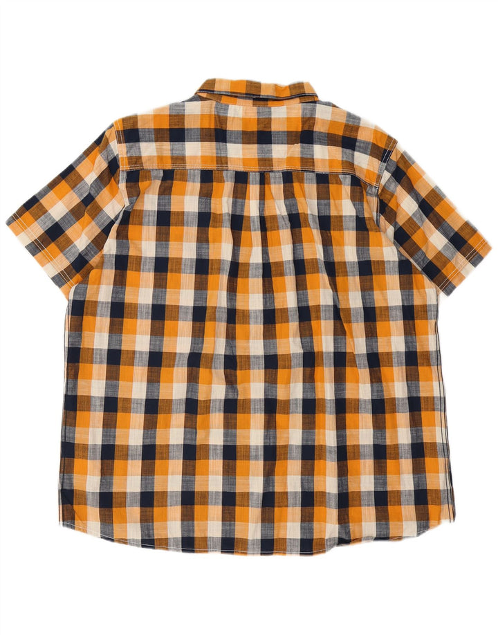 Cămașă cu mânecă scurtă pentru bărbați Weird Fish, bumbac vichy portocaliu 2XL