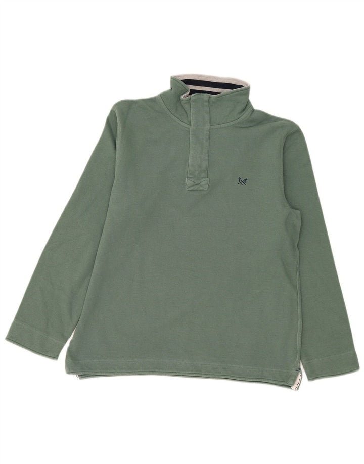 Crew Clothing Hanorac pentru bărbați, cu fermoar 1/4, cu formă normală, verde mediu