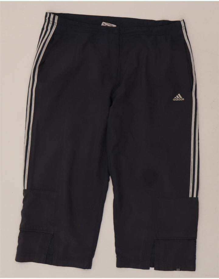 Pantaloni capri drepti pentru femei Adidas UK 16 Poliester mari bleumarin