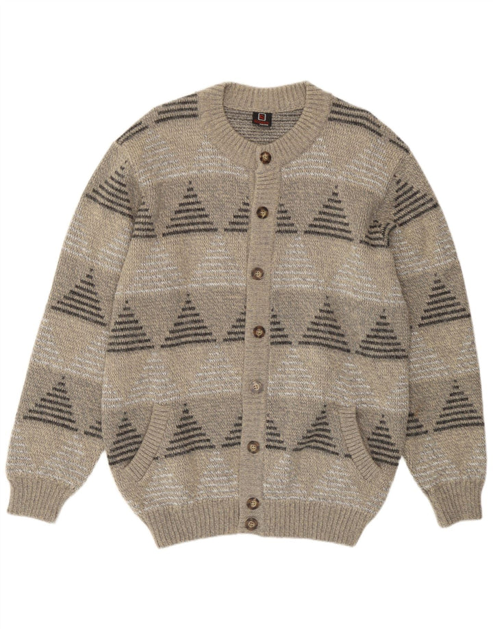 Pulover cardigan pentru bărbați Rinaldi, lână geometrică, gri mare