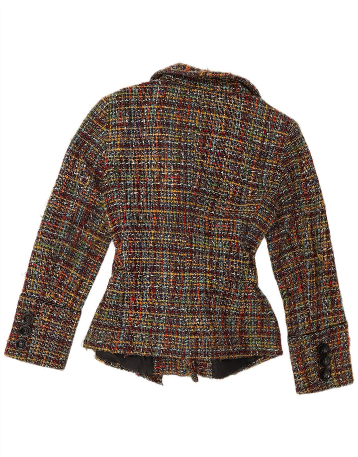 Jachetă pentru femei Zara, cu cravată în față, UK 14, mare, cu carouri multicolore, acrilic