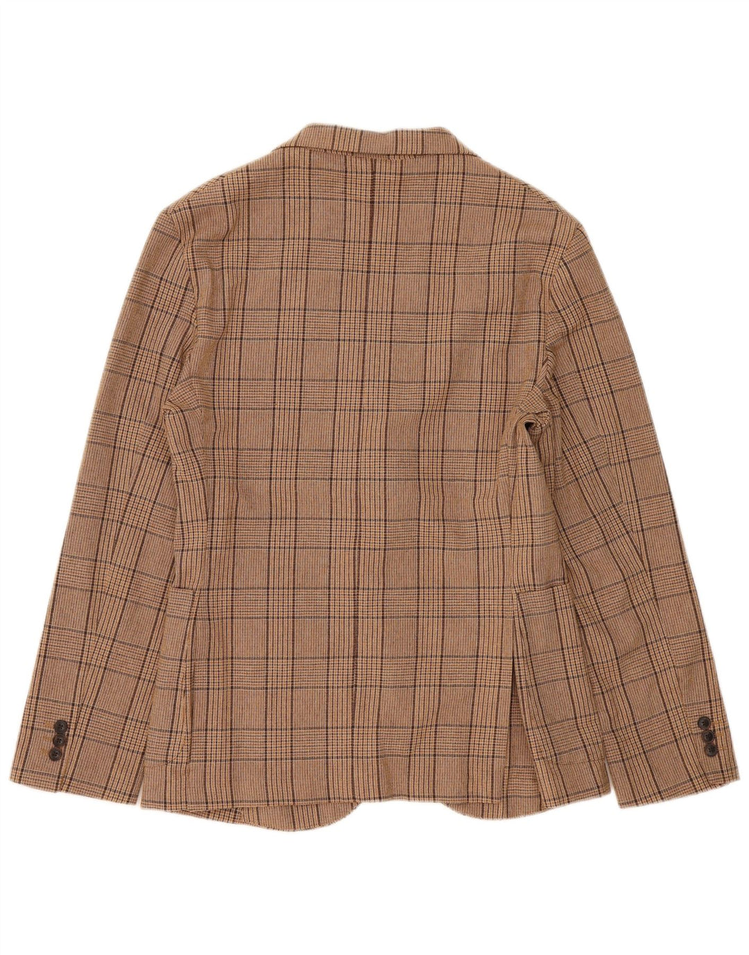 Blazer pentru bărbați Zara cu 2 nasturi, UK 38, bumbac cu carouri maro mediu
