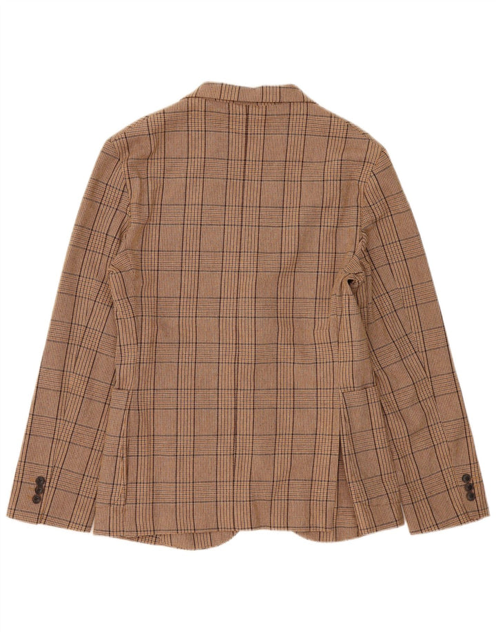 Blazer pentru bărbați Zara cu 2 nasturi, UK 38, bumbac cu carouri maro mediu