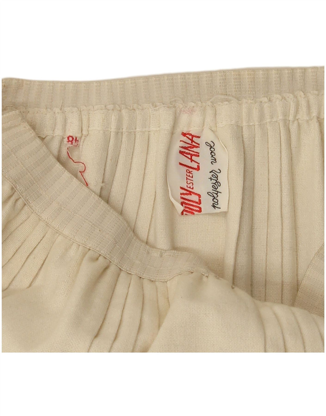 VINTAGE Womens Midi Pleated Skirt W24 XS Off White Polyester
